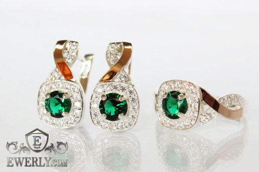 Kit : earring of sterling silvers and ring of sterling silver, фото