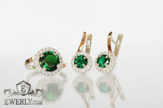 Kit : earring of sterling silvers and ring of sterling silver, фото