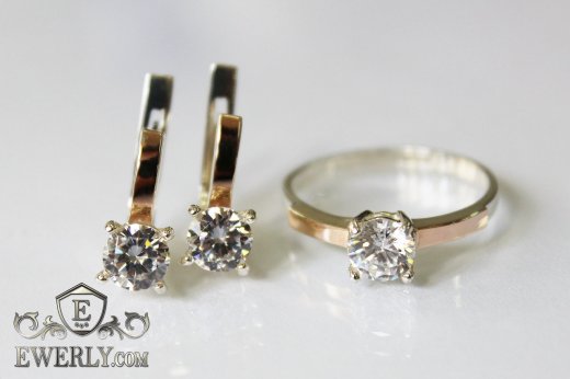 Kit : earring of sterling silvers and ring of sterling silver, фото