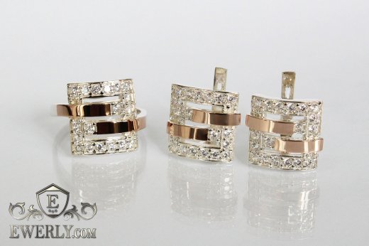 Set : earring of  silvers and ring of  silver, фото