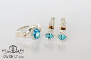 Set : earring of sterling silvers and ring of sterling silver, фото