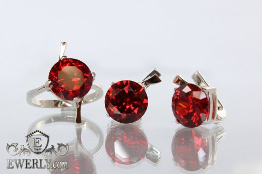 Kit : earring of sterling silvers and ring of sterling silver, фото