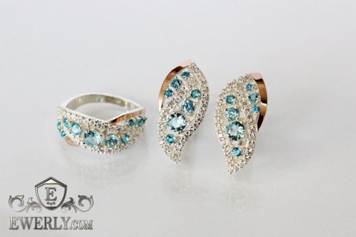 Set : earring of  silvers and ring of  silver, фото