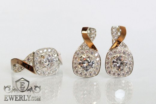 Kit : earring of  silvers and ring of  silver, фото