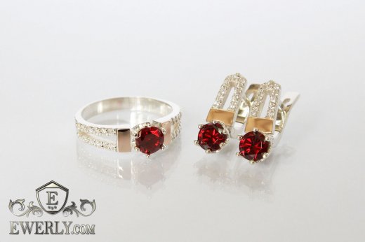 Kit : earring of  silvers and ring of  silver, фото