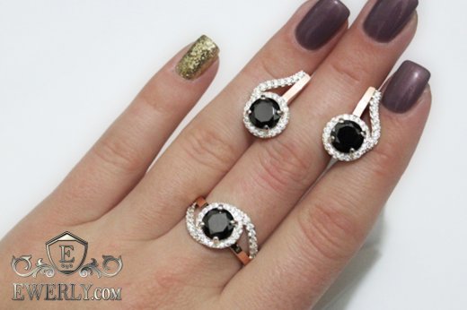 Set : earring of  silvers and ring of  silver, фото