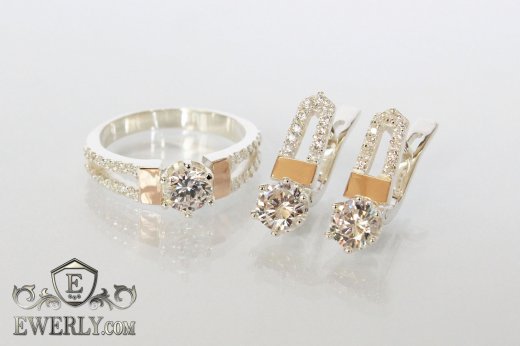 Kit : earring of  silvers and ring of  silver, фото