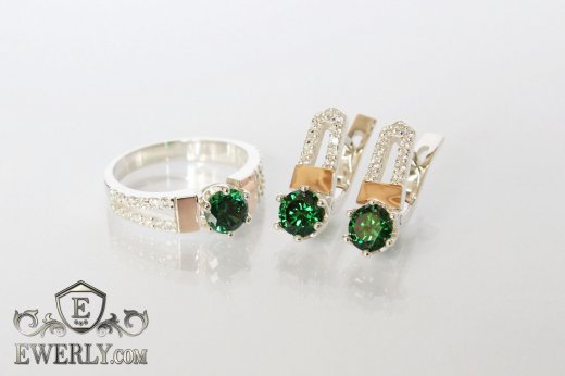 Kit : earring of  silvers and ring of  silver, фото