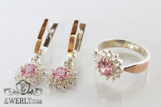 Kit : earring of  silvers and ring of  silver, фото