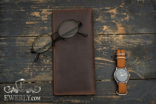 Мужское портмоне - кошелек темно-коричневый 11015IT, фото