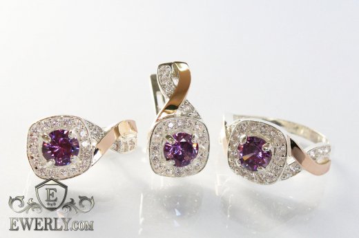 Set : earring of sterling silvers and ring of sterling silver, фото