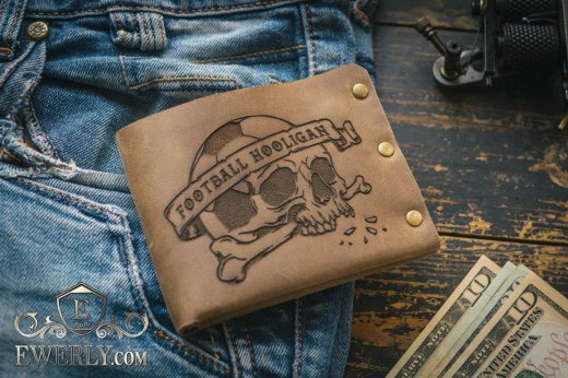 Кошелёк из натуральной кожи (изображение черепа) 11037MU, фото