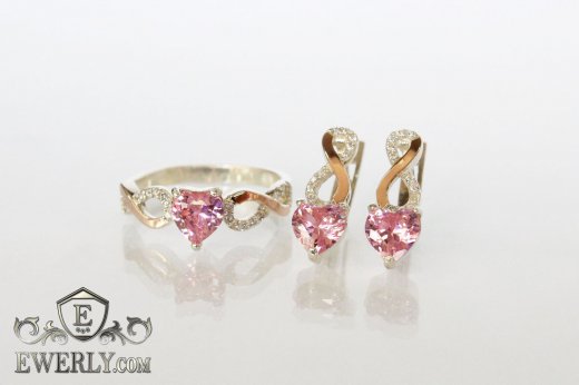 Kit : earring of  silvers and ring of  silver, фото