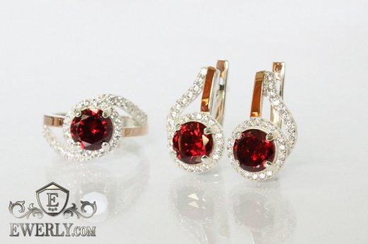 Kit : earring of sterling silvers and ring of sterling silver, фото