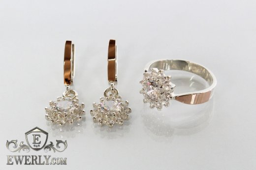 Set : earring of sterling silvers and ring of sterling silver, фото
