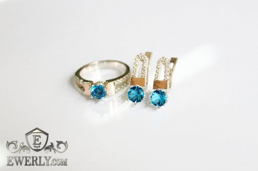 Set : earring of  silvers and ring of  silver, фото