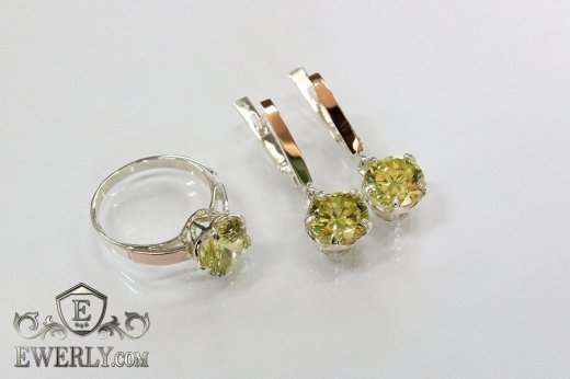 Set : earring of  silvers and ring of  silver, фото