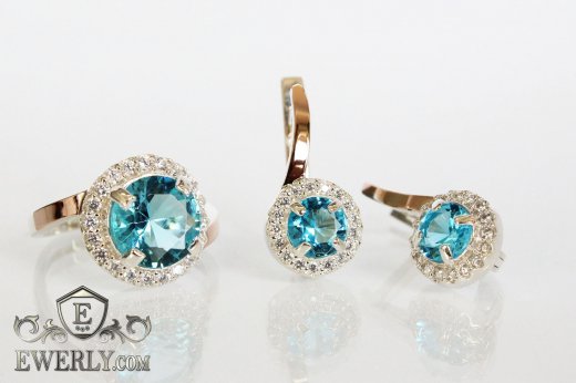 Kit : earring of sterling silvers and ring of sterling silver, фото