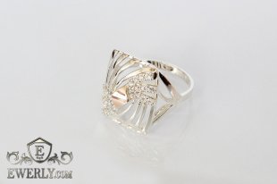 Ring of sterling silver with stones for women, фото