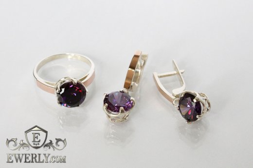 Set : earring of  silvers and ring of  silver, фото