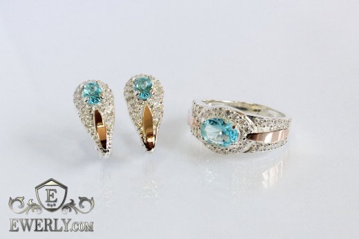 Kit : earring of  silvers and ring of  silver, фото