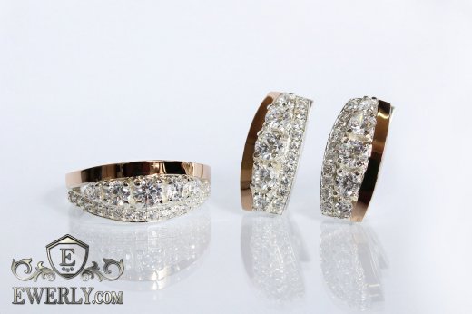 Kit : earring of  silvers and ring of  silver, фото