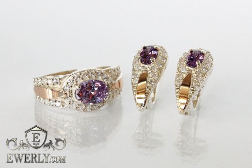 Set : earring of  silvers and ring of  silver, фото