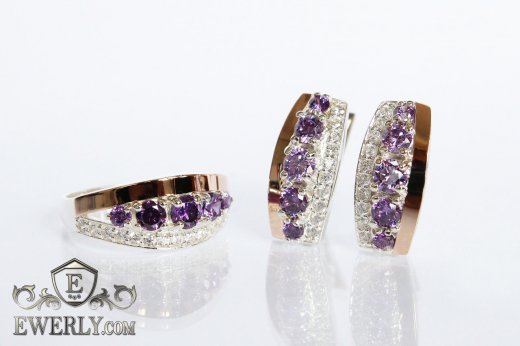 Set : earring of  silvers and ring of  silver, фото