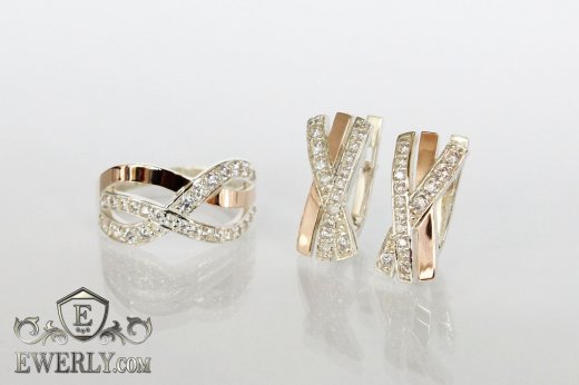 Set : earring of  silvers and ring of  silver, фото