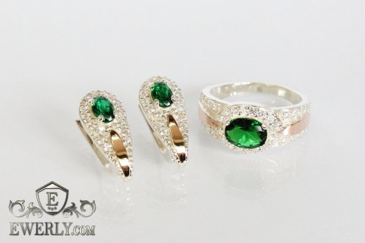 Set : earring of sterling silvers and ring of sterling silver, фото