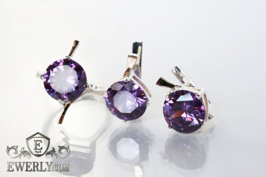 Set : earring of  silvers and ring of  silver, фото