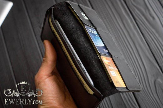 Мужское кожаное портмоне - кошелек черный 11067NF, фото