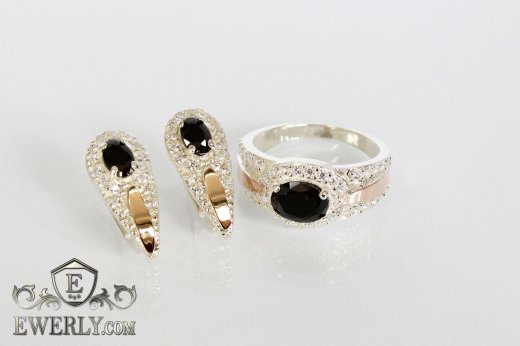 Kit : earring of  silvers and ring of  silver, фото