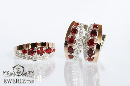 Kit : earring of  silvers and ring of  silver, фото