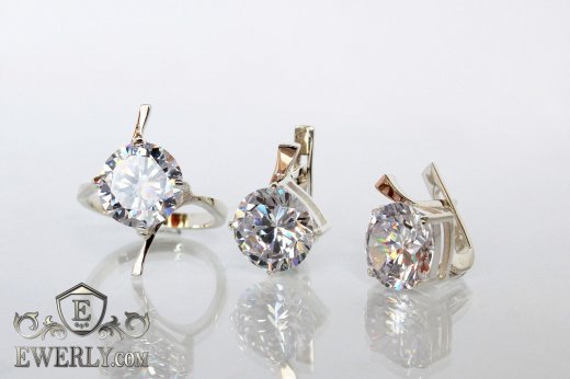 Set : earring of sterling silvers and ring of sterling silver, фото
