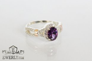 Women's ring of sterling silver with stones, фото