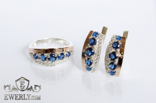 Kit : earring of sterling silvers and ring of sterling silver, фото