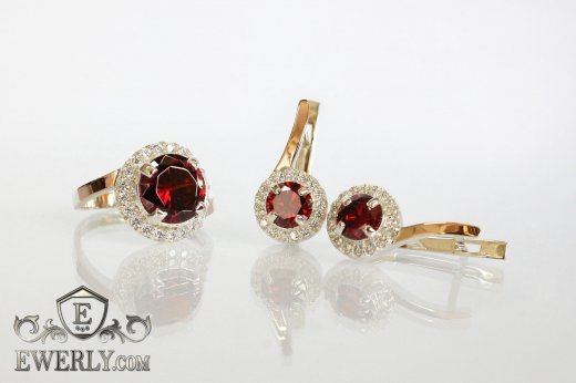 Set : earring of sterling silvers and ring of sterling silver, фото