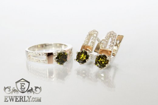 Set : earring of  silvers and ring of  silver, фото