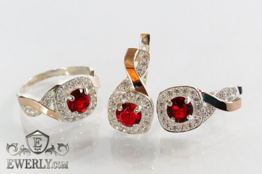 Kit : earring of  silvers and ring of  silver, фото